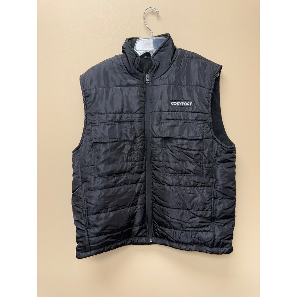 COSYYOSY Mens USB Heated Vest Black Quilted Puffer Fleece Lined Size Large